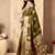 Mehendi green banarasi silk blend zari weaving saree with blouse piece