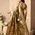 Mehendi green banarasi silk blend zari weaving saree with blouse piece
