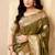 Mehendi green banarasi silk blend zari weaving saree with blouse piece