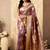 Mauve banarasi silk blend zari weaving saree with blouse piece