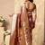 Mauve banarasi silk blend zari weaving saree with blouse piece