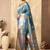 Light blue banarasi silk blend zari weaving saree with blouse piece