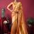 Orange soft banarasi tissue silk blend weaving saree with blouse piece