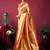 Orange soft banarasi tissue silk blend weaving saree with blouse piece