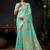 Turquoise organza khadi zari weaving saree with blouse piece