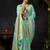 Turquoise organza khadi zari weaving saree with blouse piece