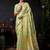 Light green organza khadi zari weaving saree with blouse piece