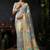 Grey organza khadi zari weaving saree with blouse piece