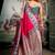 Rani pink soft banarasi silk blend saree with blouse piece