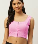 Pink cotton solid non padded blouse