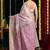 Lavender handloom cotton blend geometric threadwork saree with blouse piece