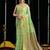 Light green handloom cotton blend geometric threadwork saree with blouse piece