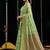 Light green handloom cotton blend geometric threadwork saree with blouse piece