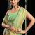 Light green handloom cotton blend geometric threadwork saree with blouse piece