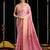 Pink handloom cotton blend geometric threadwork saree with blouse piece