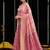 Pink handloom cotton blend geometric threadwork saree with blouse piece