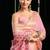 Pink handloom cotton blend geometric threadwork saree with blouse piece