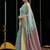 Sky blue handloom cotton blend geometric threadwork saree with blouse piece