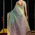 Sky blue handloom cotton blend geometric threadwork saree with blouse piece