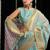 Sky blue handloom cotton blend geometric threadwork saree with blouse piece