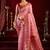 Light pink soft banarasi silk blend zari woven saree with blouse piece
