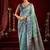 Light blue soft banarasi silk blend zari woven saree with blouse piece