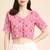 Pink cotton sanganeri printed non padded blouse