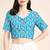 Blue cotton sanganeri printed non padded blouse