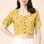 Yellow cotton sanganeri printed non padded blouse