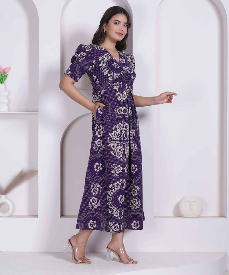 womens floral printed cotton butterfly maxi  dress