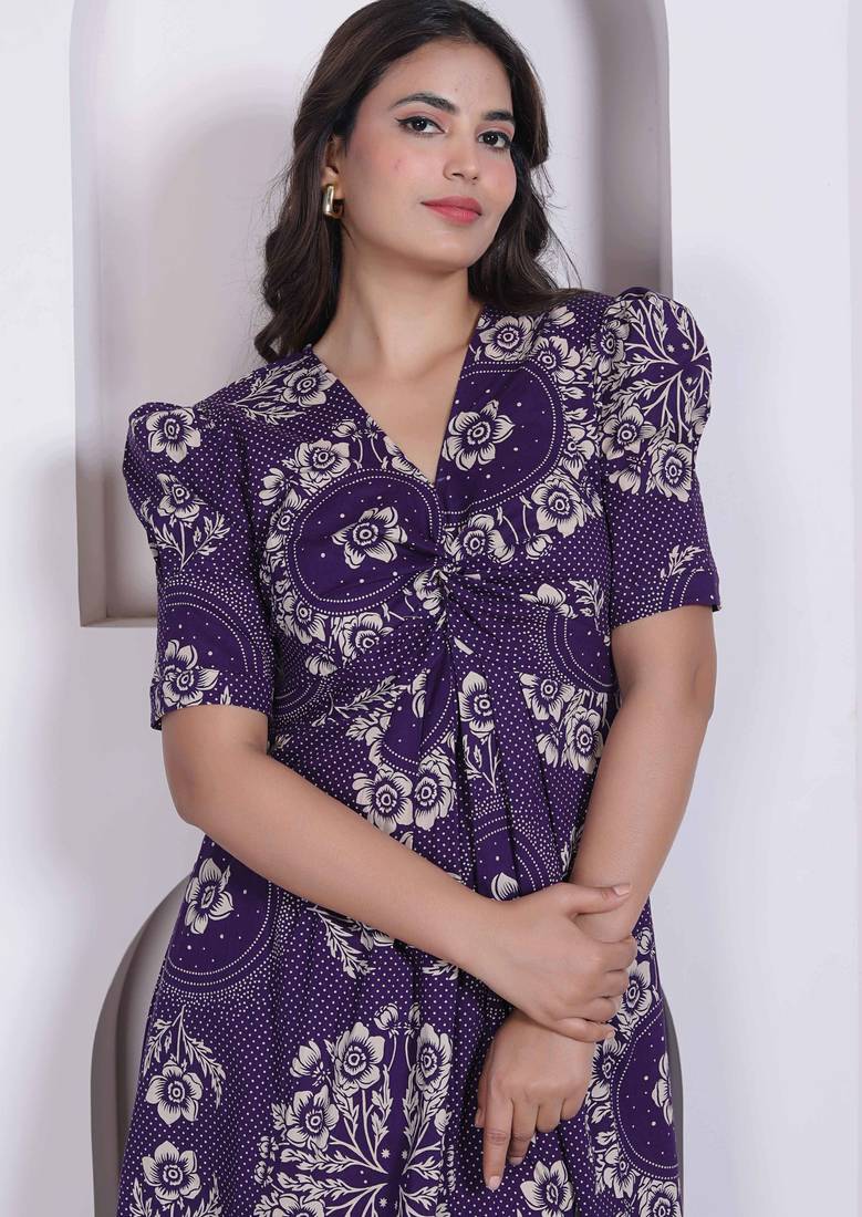 womens floral printed cotton butterfly maxi  dress