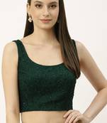 Green rayon embroidered with sequin non padded blouse with lining