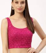 Pink rayon embroidered with sequin non padded blouse with lining