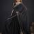 Designer black sequin zari embroidered work two tone satin silk saree