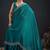 Designer teal blue sequin zari embroidered work two tone satin silk saree