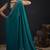Designer teal blue sequin zari embroidered work two tone satin silk saree
