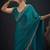 Designer teal blue sequin zari embroidered work two tone satin silk saree