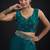 Designer teal blue sequin zari embroidered work two tone satin silk saree