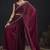 Designer maroon sequin zari embroidered work two tone satin silk saree