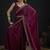 Designer maroon sequin zari embroidered work two tone satin silk saree