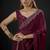 Designer maroon sequin zari embroidered work two tone satin silk saree