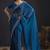 Designer navy blue sequin zari embroidered work two tone satin silk saree