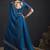 Designer navy blue sequin zari embroidered work two tone satin silk saree