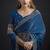 Designer navy blue sequin zari embroidered work two tone satin silk saree