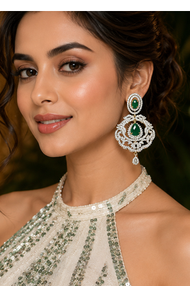 Gold Finish Emerald Grace AD Earrings 1