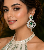 Gold Finish Emerald Grace AD Earrings