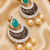 Gold Finish Emerald Pearl AD Chandbali Earrings
