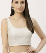 White rayon embroidered with sequin non padded blouse with lining