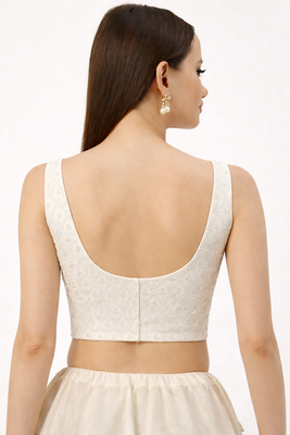 White rayon embroidered with sequin non padded blouse with lining 2