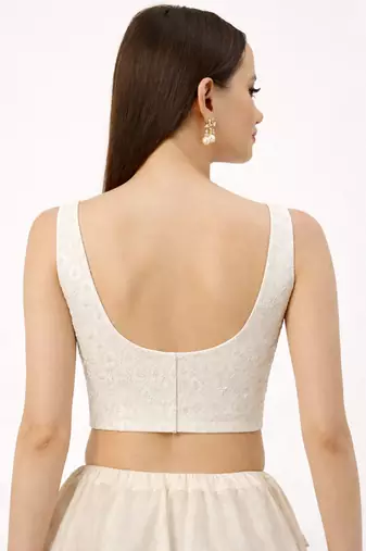 White rayon embroidered with sequin non padded blouse with lining